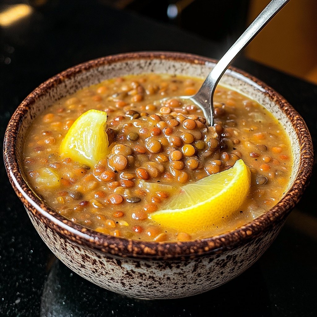 Linsensuppe mit Zitrone