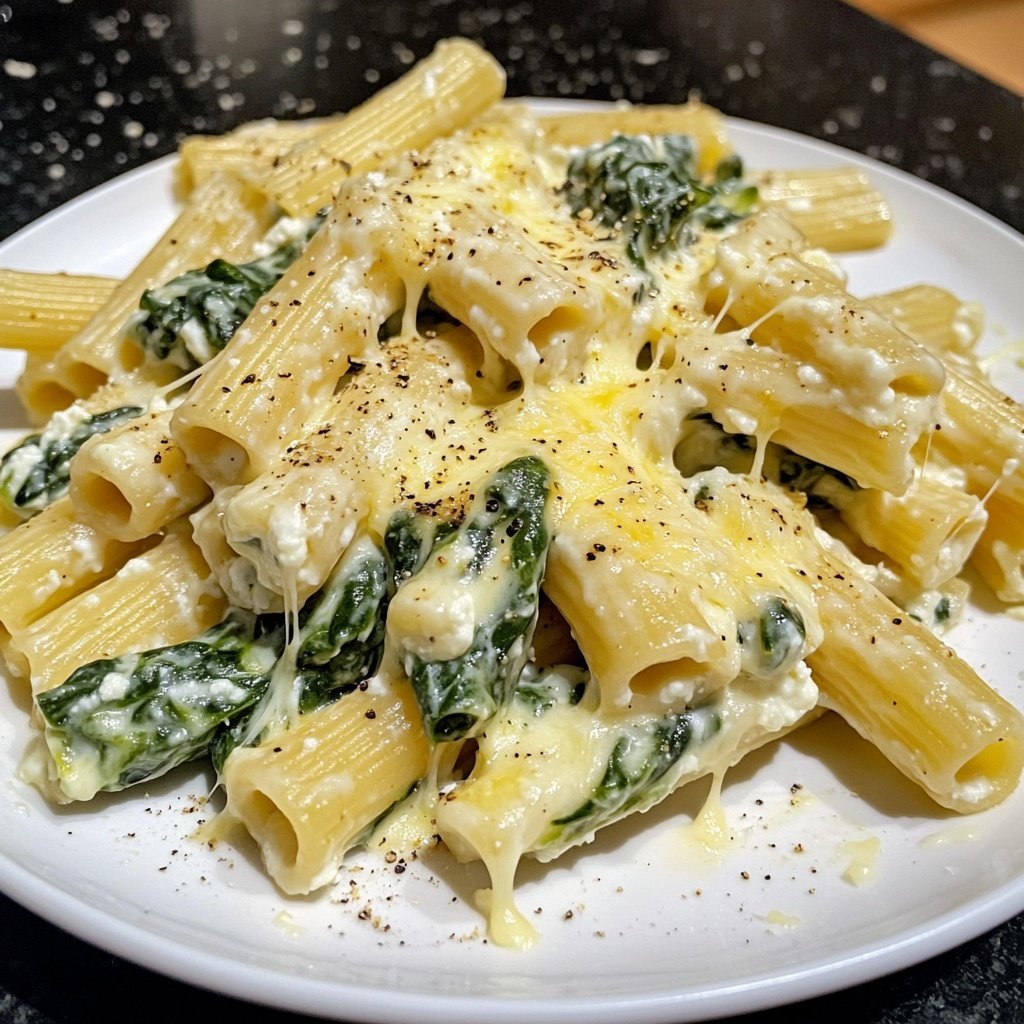 Penne mit Spinat und Ricotta
