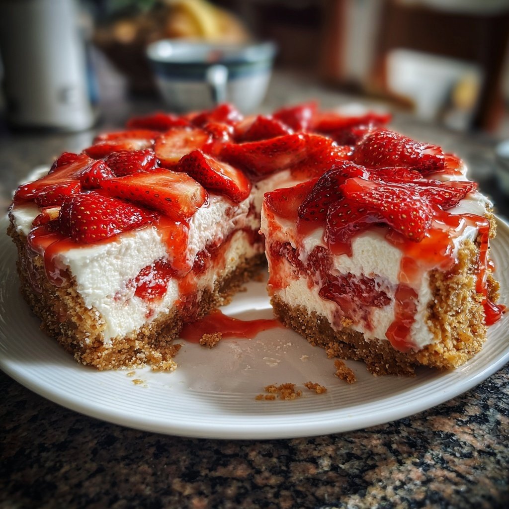 Schneller Erdbeerkuchen ohne Backen