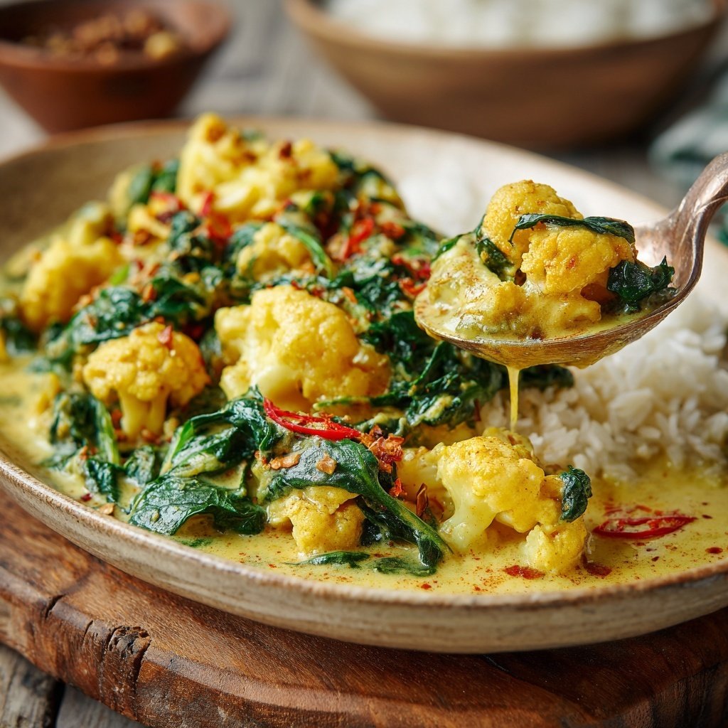 Blumenkohl Curry Mit Spinat