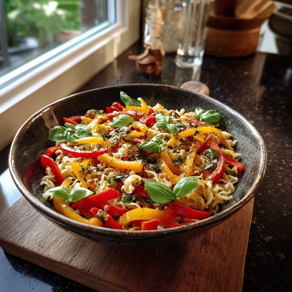 Mediterraner Nudelsalat Mit Paprika