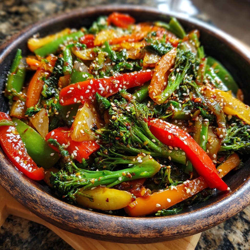 Asiatische Gemüsepfanne mit Sesam