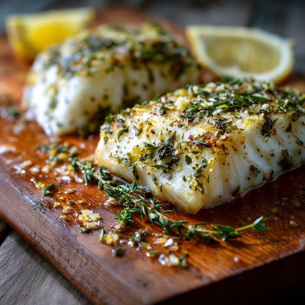 Kalorienarmes Ofen Kabeljau Filet Mit Kräutern
