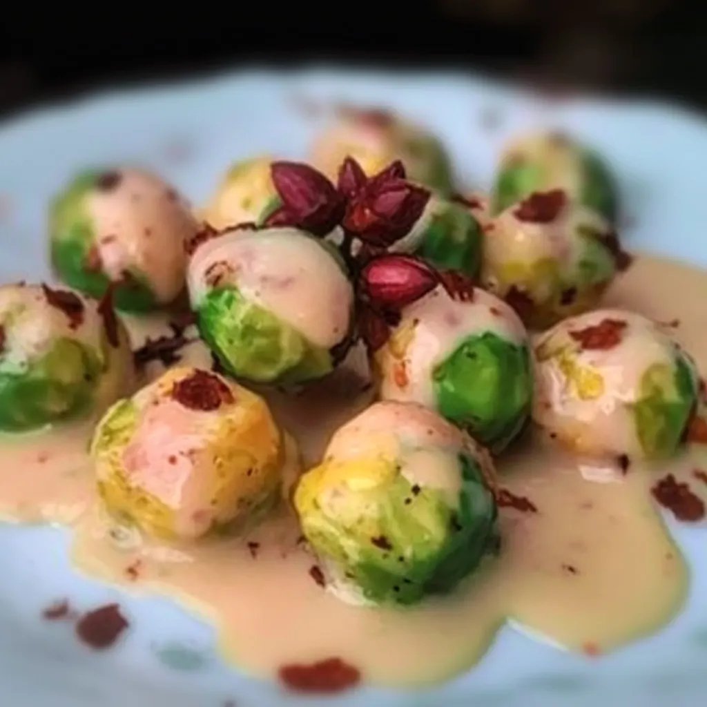 Rosenkohl mit Speck und Käse Soße