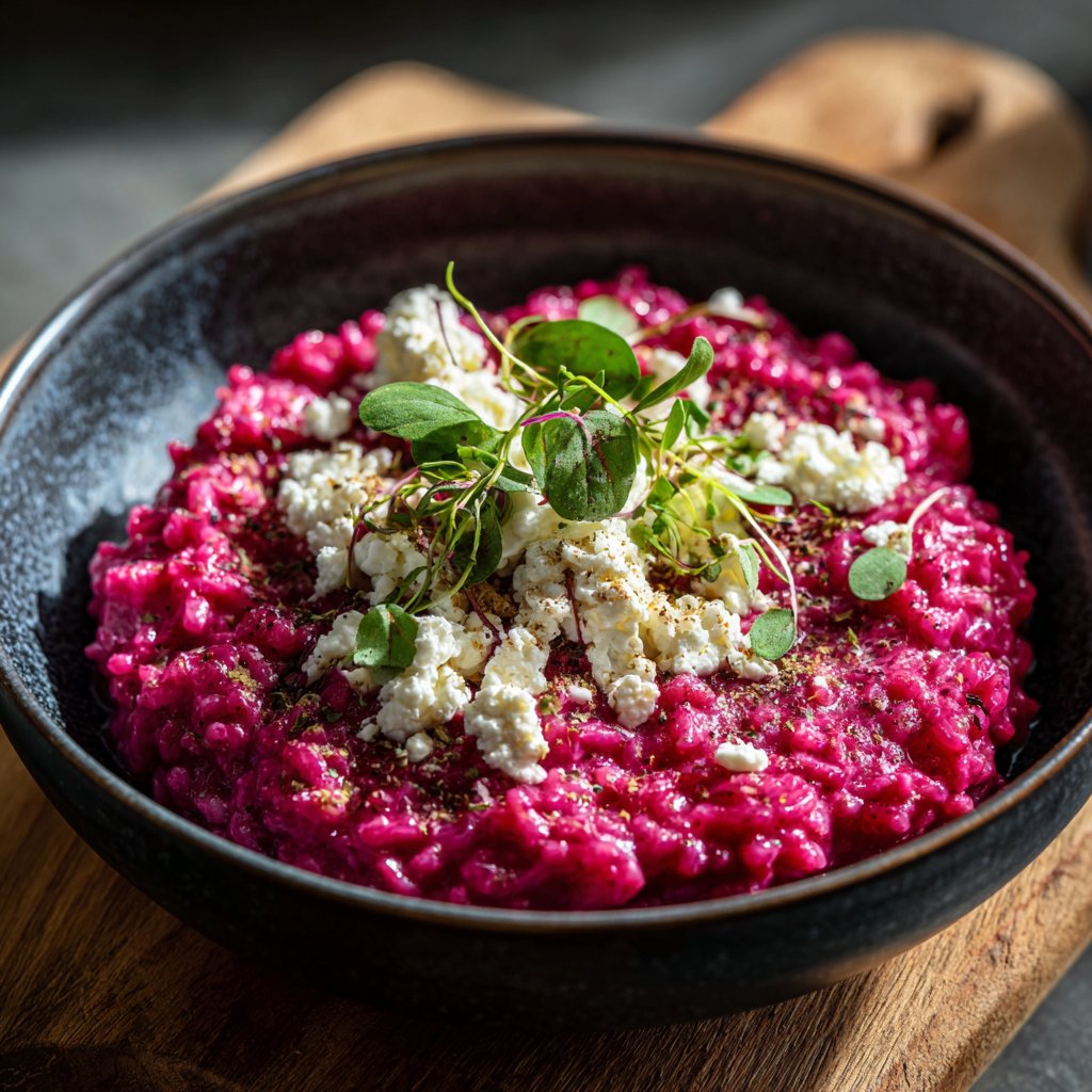 Rote-Bete-Risotto mit Ziegenkäse