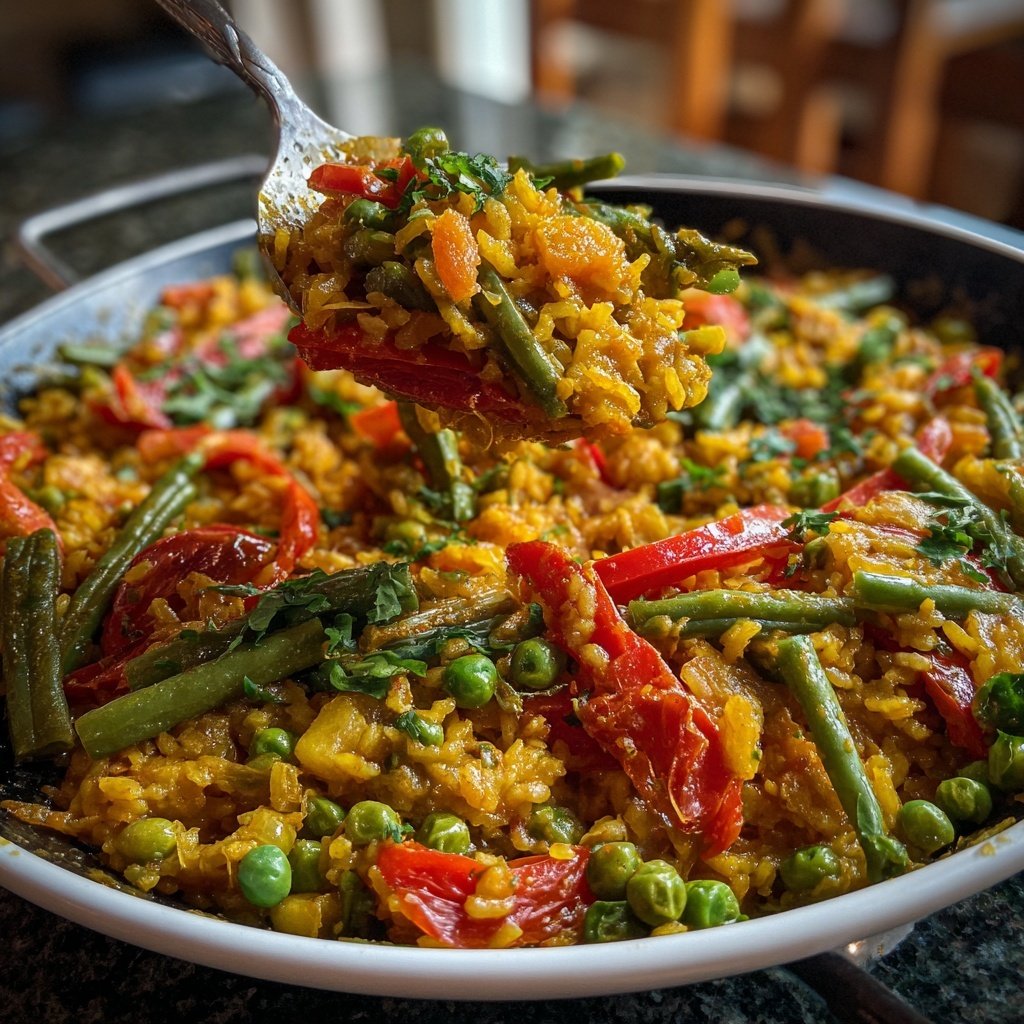 Vegetarische Paella mit Bohnen
