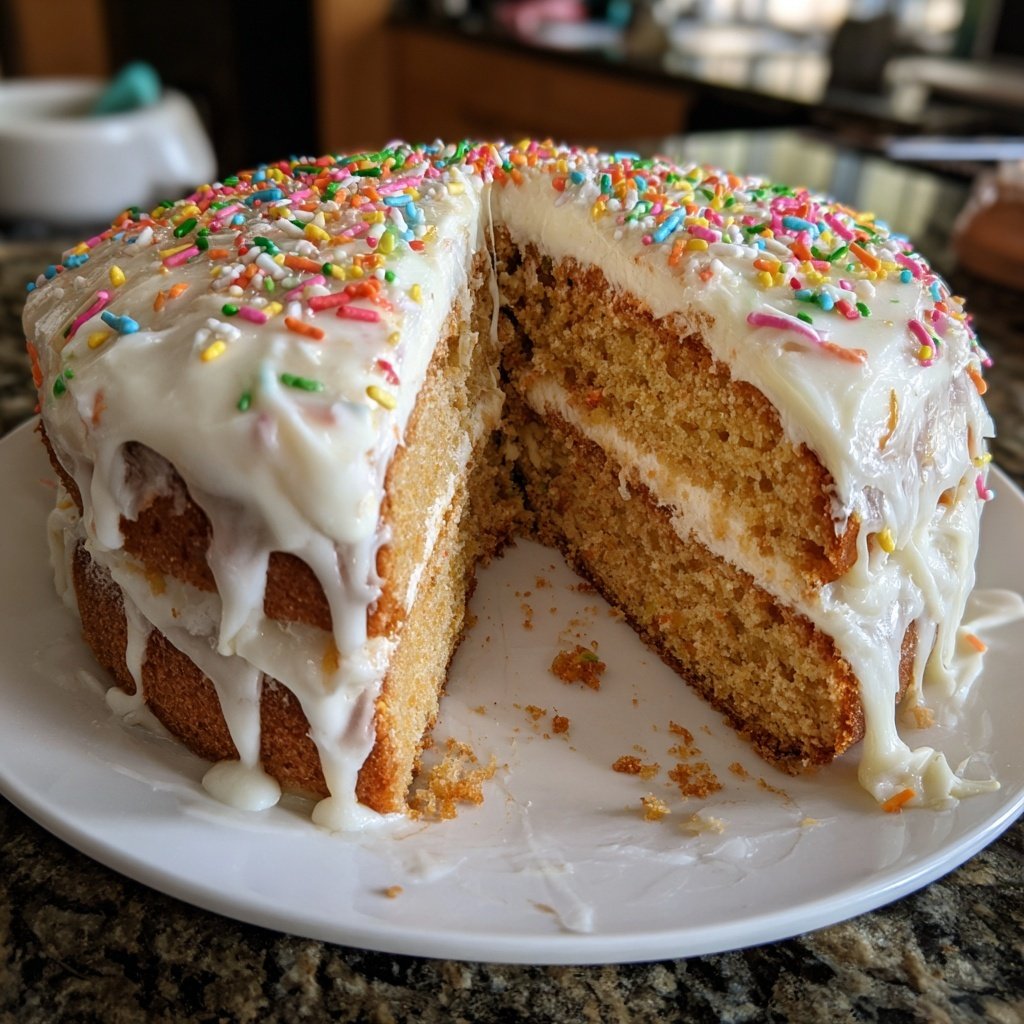 Geburtstagskuchen mit Vanillecreme