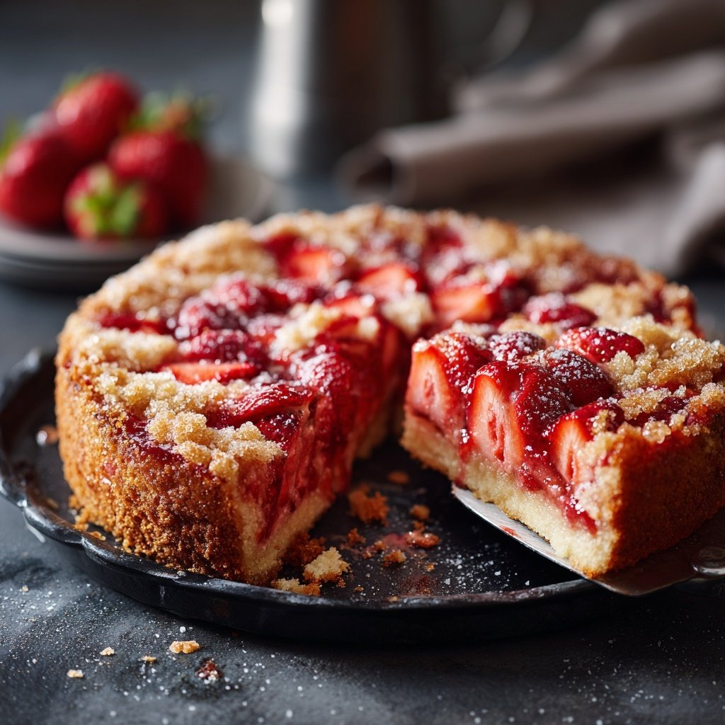 Erdbeer Blechkuchen Mit Zucker Kruste