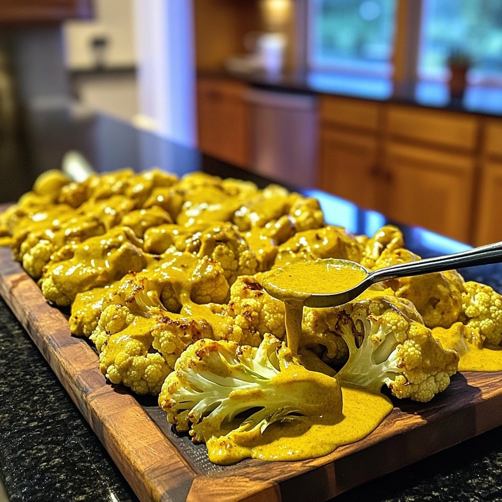 Im Ofen geschmorter Blumenkohl mit Kokos-Currysauce