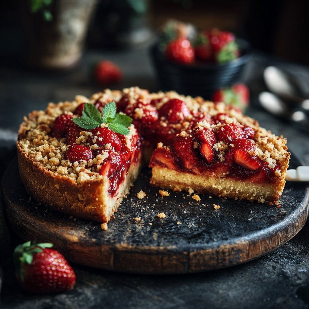 Erdbeerkuchen Mit Mandel Streuseln